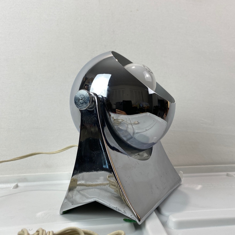 VTG‎ MCM Eyeball Swivel Silver Chrome Mid Century Space Age Decor  Desk Lamp
